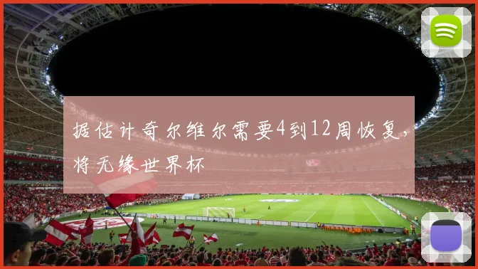 据估计奇尔维尔需要4到12周恢复，将无缘世界杯
